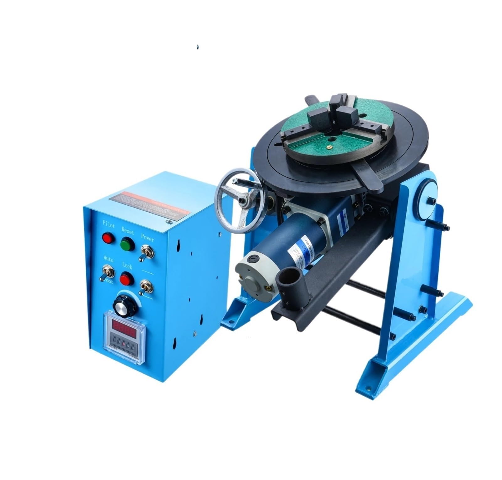 Rotary Welding Positioner 50KG 0-90° Welding Positioning Turntable Table 0.5-6RPM 120W with 12.4 Inch 3-Jaw Lathe Chuck