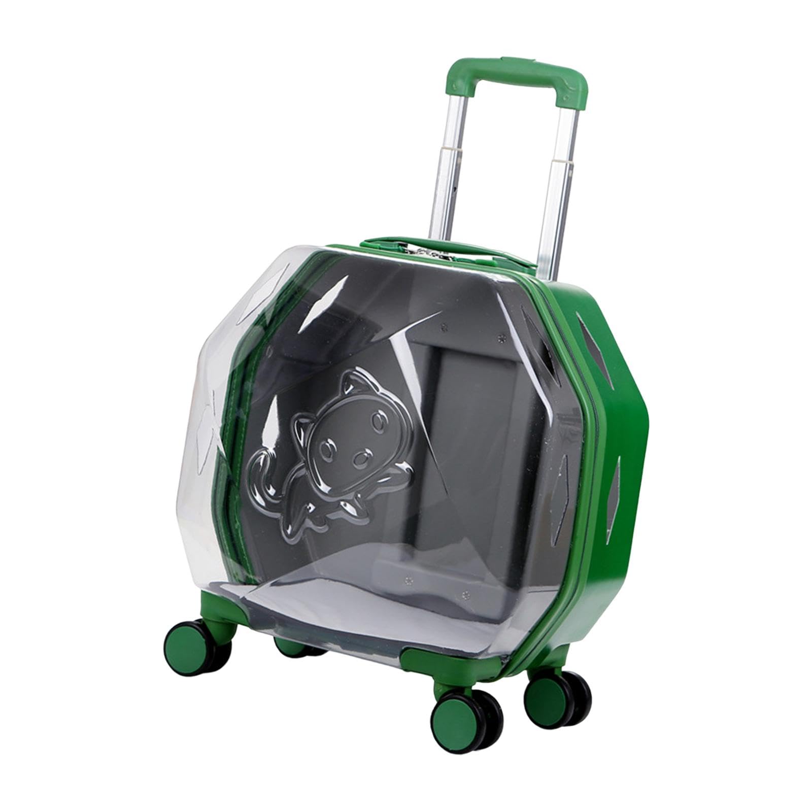 F Fityle Pet Cat Trolley Case con Ruedas portátil para Perros pequeños Bolsa de Transporte Mochila Transpirable para Perros Mochila para Mascotas para Viajes, Verde translúcido