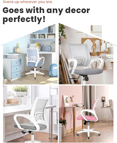 Miniatura 6 de NEO CHAIR Silla de escritorio para computadora de oficina, para juegos, cojín ergonómico de respaldo medio, soporte lumbar con ruedas, cómodo