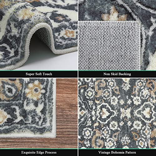 image for HEBE RUGS HEBE Hallway Runner Rug 2'x6' Washable Vintage Distressed Ar