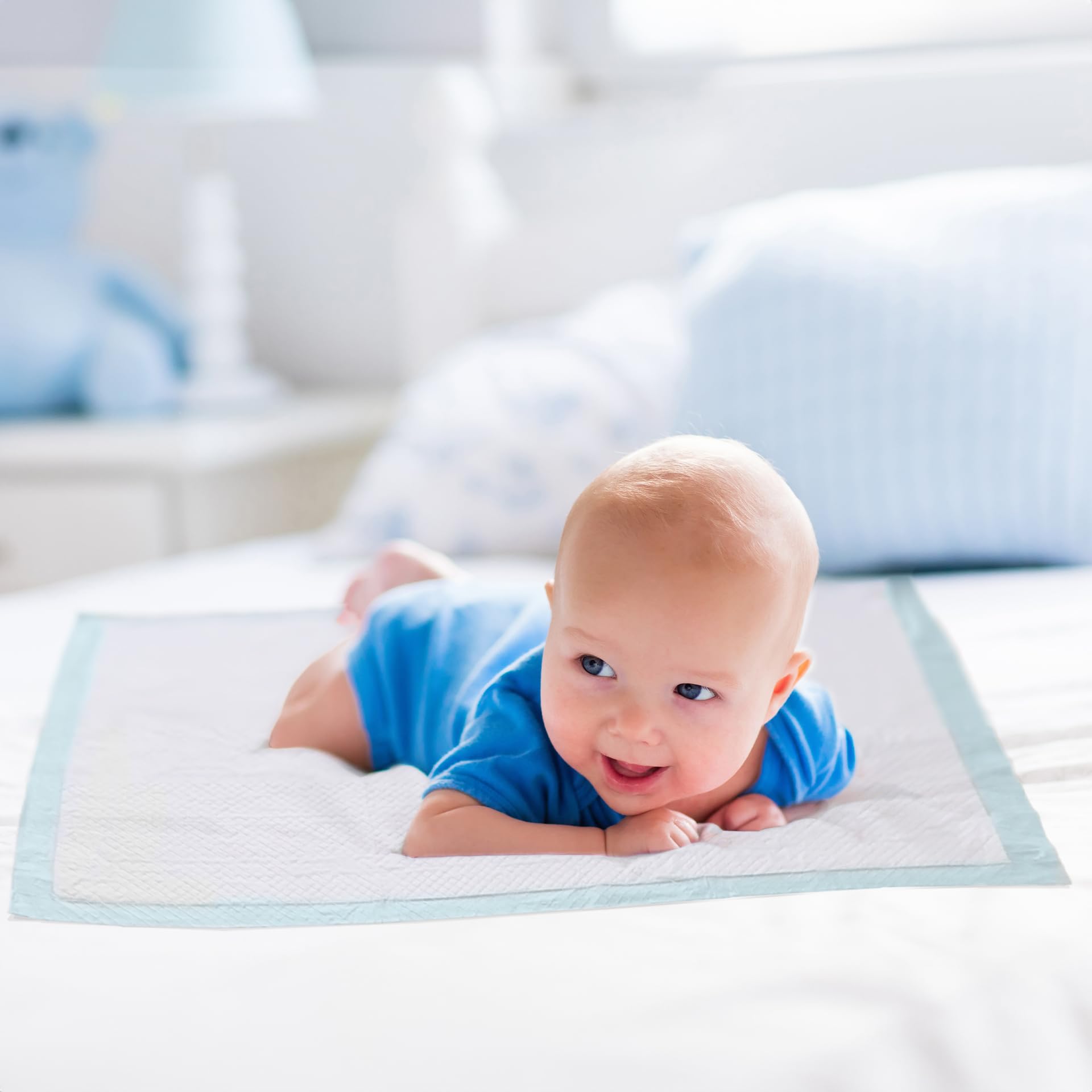 A&G-heute 200 Stück 40 x 60 cm 6-lagig Zellstoff Krankenunterlagen Saugleistung 235 ml Blau | Baby PIPI Matte Wickelauflage | Inkontinenzunterlagen Einmal-Unterlagen | Puppy Pads Trainingspads Hunde