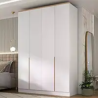 Guarda Roupa 4 Portas 2 Gavetas Logan Mambel Branco/Olmo