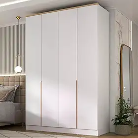 Guarda Roupa 4 Portas 2 Gavetas Logan Mambel Branco/Olmo