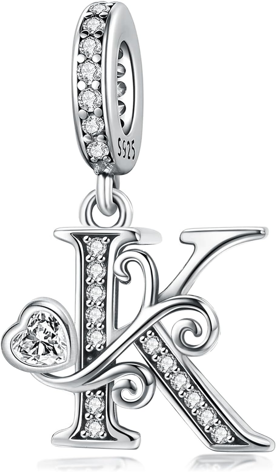 Silver Letter Charm Fit for Pandora Charms Bracelet Alphabet Initial Dangle Charms Beads Jewelry Gifts for Women