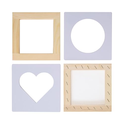 3.9 * 3.9 inch Square, Heart and Circle Shaped Paper Making Screen Papermaking Kit with Wood Mould and Deckle Set, Heart Shaped Deckle, Circle Shaped Deckle for DIY Handmade Paper