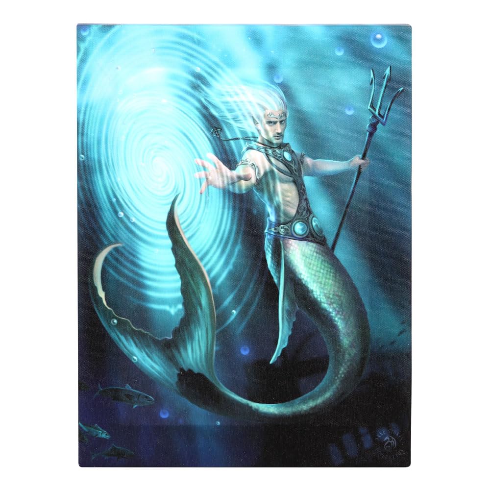 Water Element Wizard Merman Canvas Wall Art Print by Anne Stokes