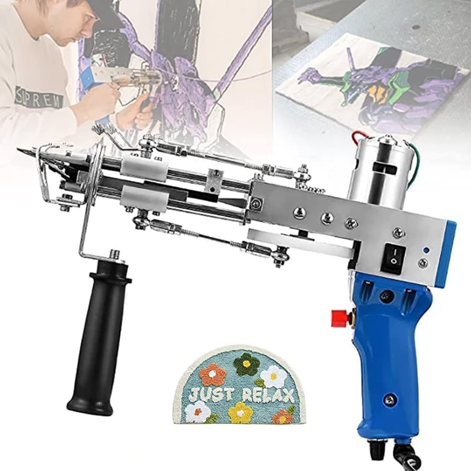 Pistolet à touffeter vos tapis facilement grâce au système 2 en 1
