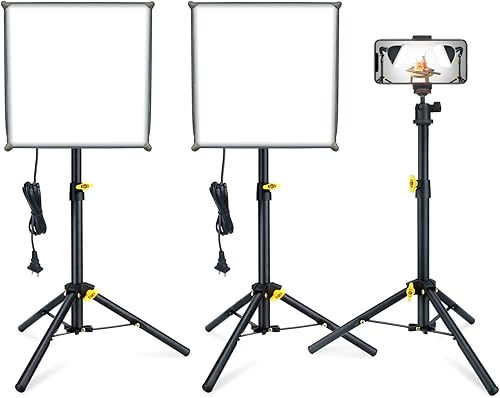 Miniatura 9 de LINCO Lincostore Studio Lighting Video Retrato de mesa Luz de escritorio para fotografía con soporte para teléfono kit de luces LED de 8 x 8