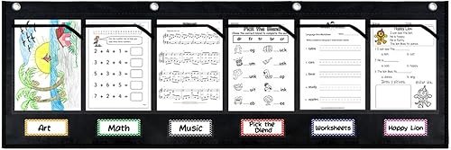 Miniatura 1 de Organizador de archivos de almacenamiento de pared  Carpetas de archivos para colgar en la pared, 6 bolsillos, organizador multiusos para el aula