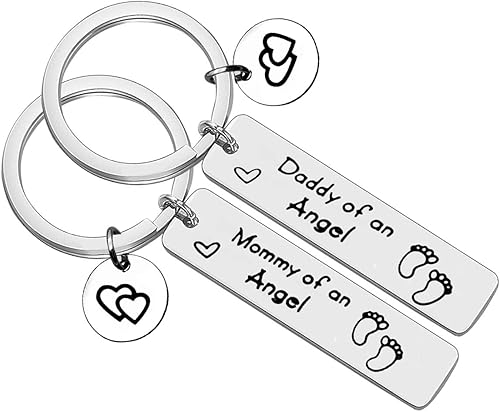 Baipilu Loss Memorial Keychain Mommy Daddy keychain Set Miscarriage Keepsake Bab
