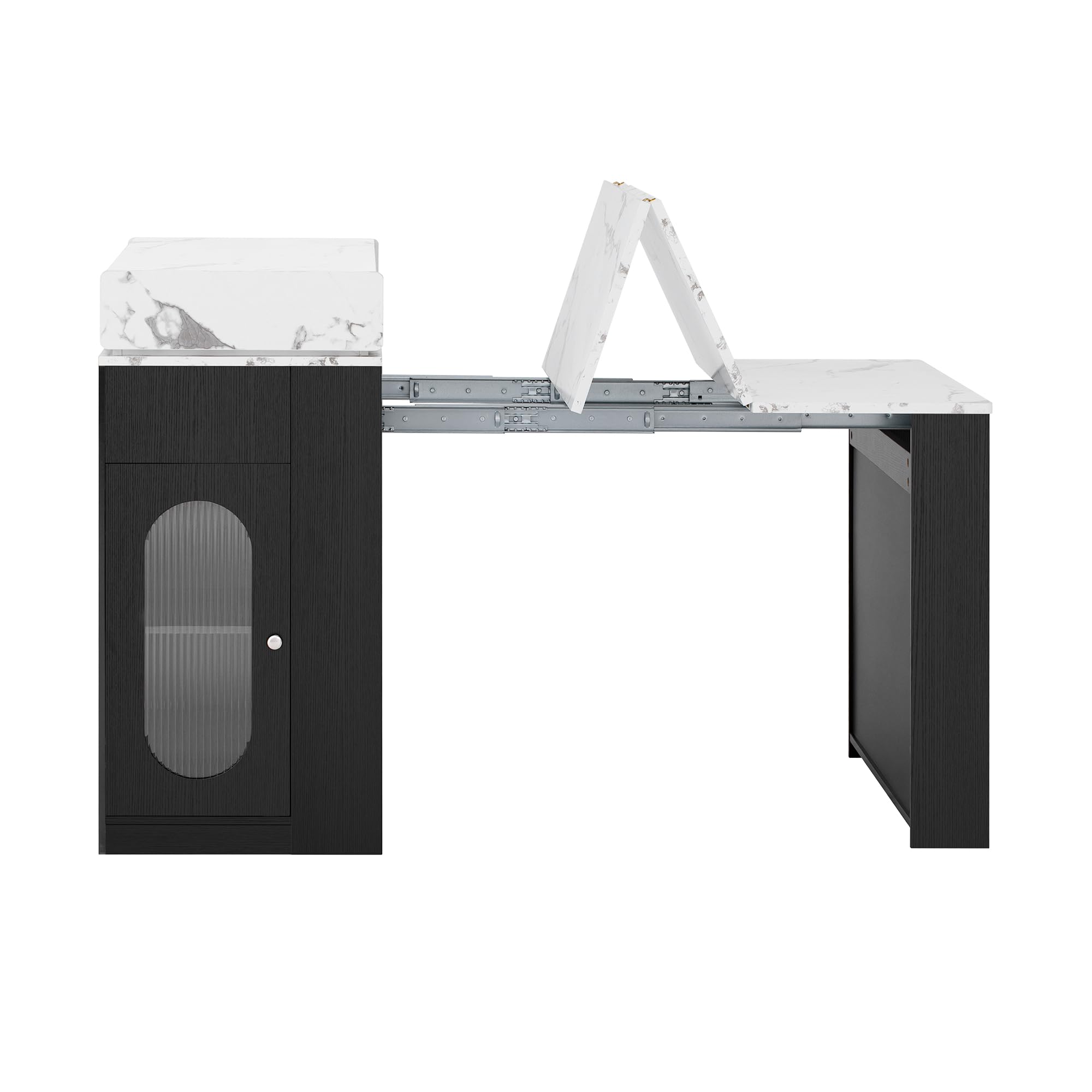 Isola cucina con ruote, 83 × 46 – 146,5 x 96 cm, tavolo da pranzo allungabile con piano pieghevole con gancio, credenza o tavolo da bar per cucina e sala da pranzo