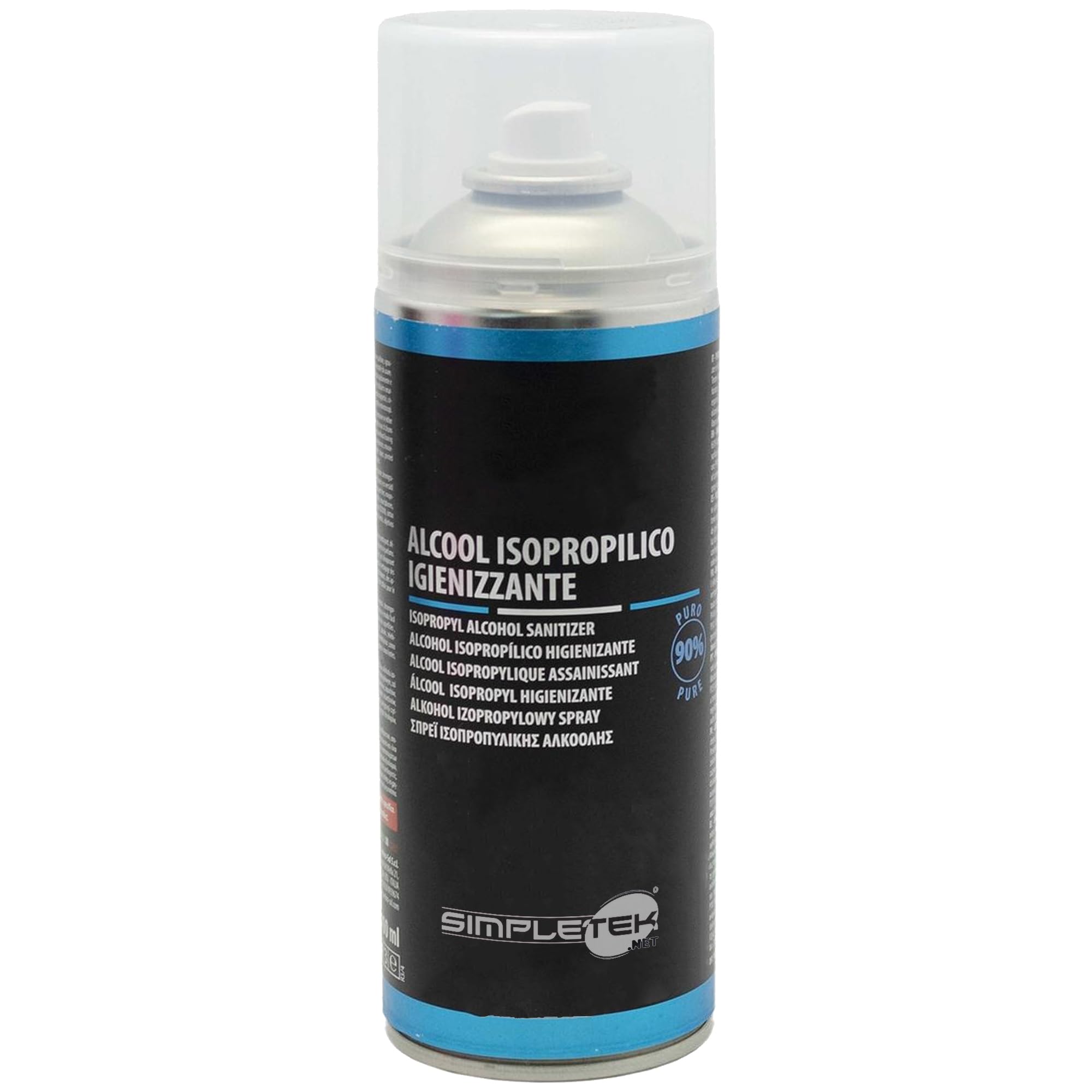 SIMPLETEK - 12x Alcool Isopropilico Puro 90% Spray Pulizia Contatti Elettronica 400ml | Evapora Rapido Senza Residui | Circuiti PC Tastiere Smartphone Ottiche (12 pezzi)