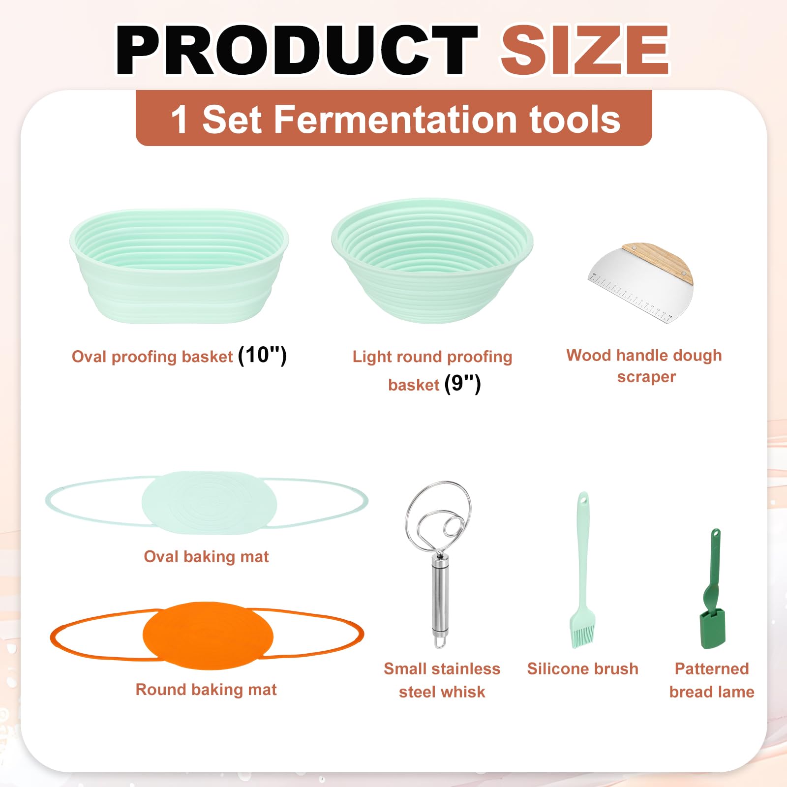 QUARKZMAN Kit de levain (23 cm rond et 25 cm ovale) vert + vert