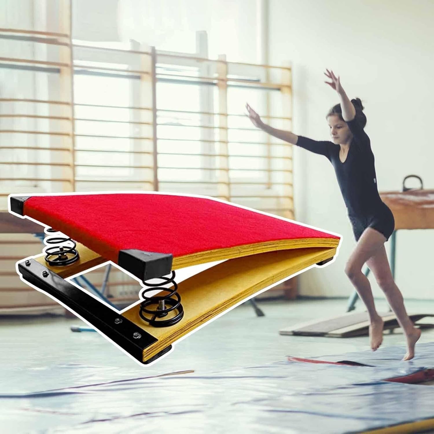 Vault Gymnastics Springboard for Kids, Junior Training Equipment with 2 Springs, Ideal for Home School