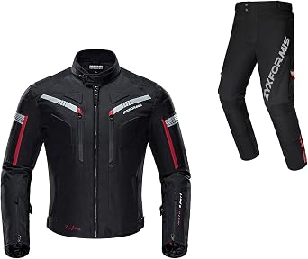 Motorcycle Jacket & Motorcycle Pants for Men, Black XXL, Bundled