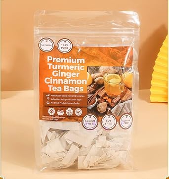 Premium Spearmint Tea Bags, 100% Natural Herbal Mint Tea, Sugar Free, Gluten Free, Soy Free, Non-GMO, 60 Count Round Eco-Conscious Teabags Turmeric Ginger Cinnamon
