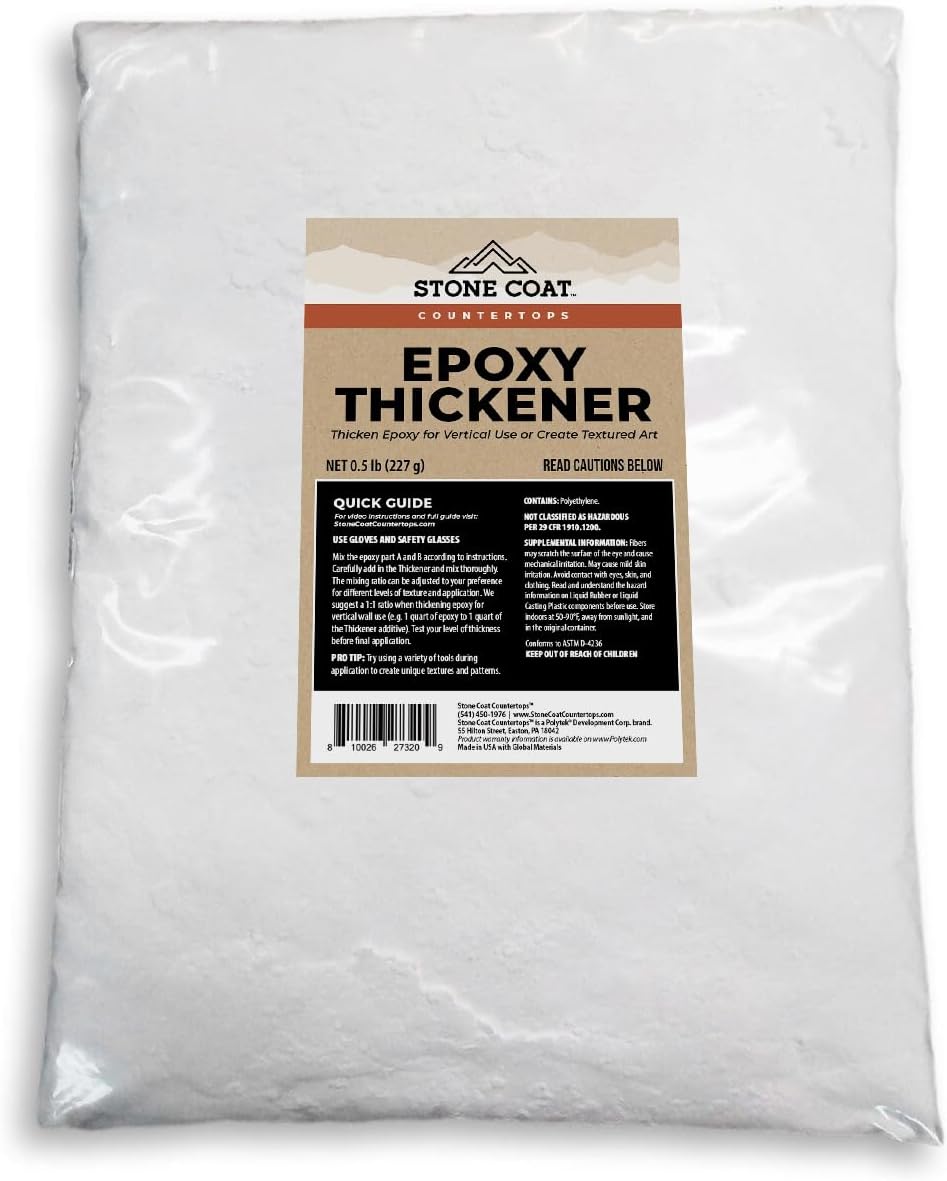 Epoxy Thickener (0.5 lb) Thickening Agent for Vertical, Sloped, and 3D Epoxy Projects, Boosts Bond Strength for MDF, Plywood, and Seaming, Non-Hazardous and Made in the USA
