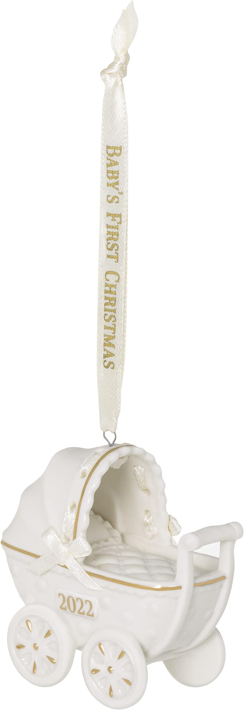 Christmas Ornament 2022, Baby's First Christmas Pram, Porcelain