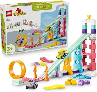 LEGO DUPLO Kreatywne rampy 3 w 1 z pojazdami 10478 | Kolorowe samochodziki, klocki dla 3-latka, prezent dla chłopca i dz