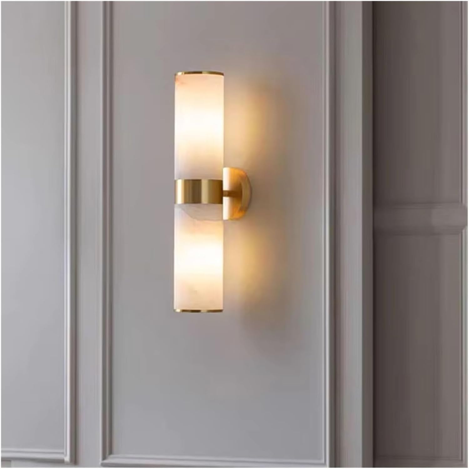 Cwcqgh Gold Italian Led Wall Lamp Copper Marble Light Bedroom Foyer Lighting,-Cool White
