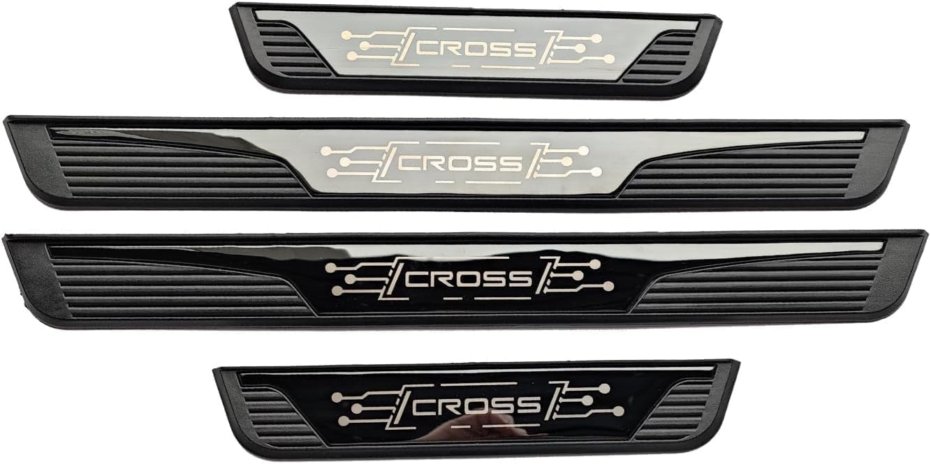 Door Sill Scuff Protector for Toyota Corolla Cross 2022 2023 2024 2025 2026 Accessories Parts, Black with ABS Plastic Threshold Strip Auto Accessory Kick Panels 4pcs Set