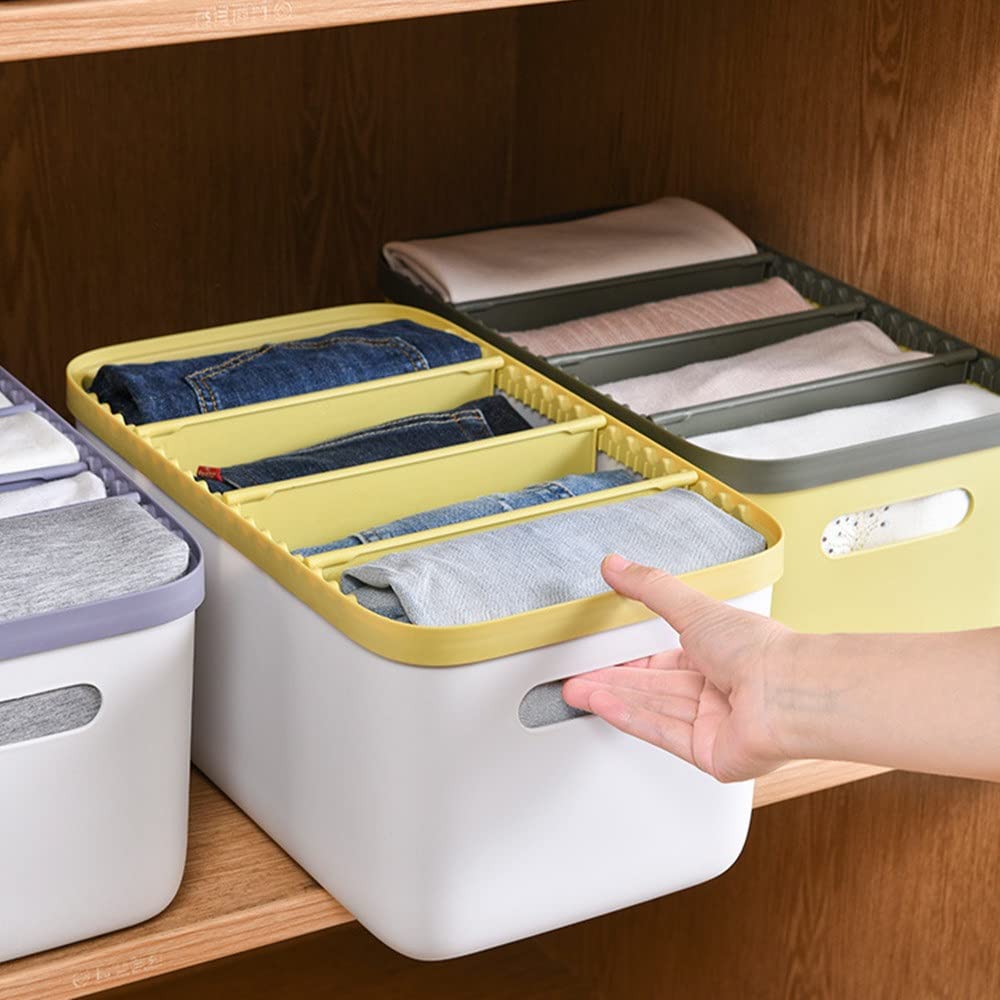 Caja de almacenamiento para ropa interior, organizador de plástico para calcetines, brasieres y bufandas, diseño que ahorra espacio, tapa abatible, duradera y versátil para soluciones de