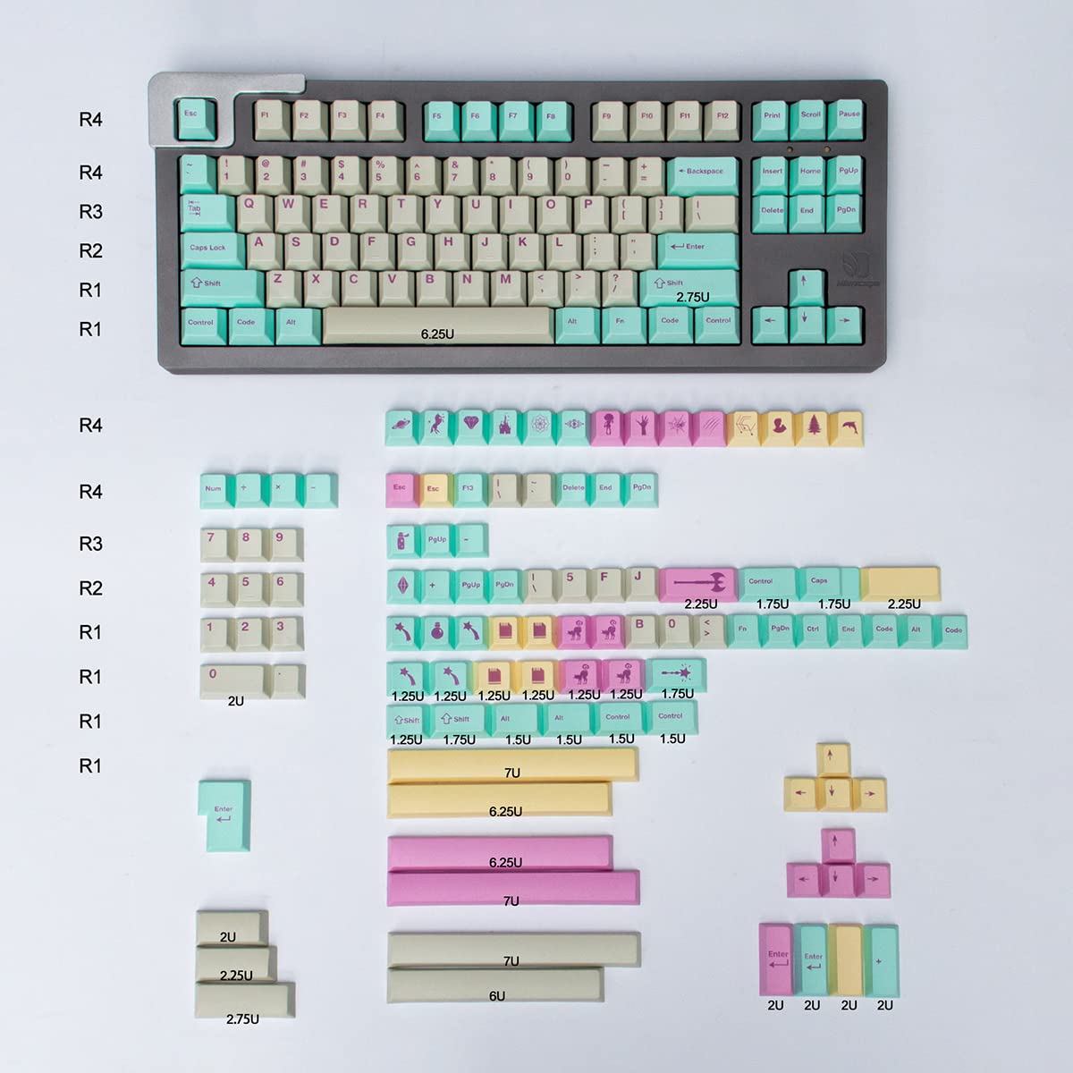 191 Keys English Analog Dreams Keycaps PBT Dye Sublimation Cherry