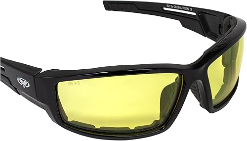 Miniatura 8 de Global Vision Sly - Gafas de sol acolchadas de espuma amarilla para motociclistas, ciclomotor, ATV Quad