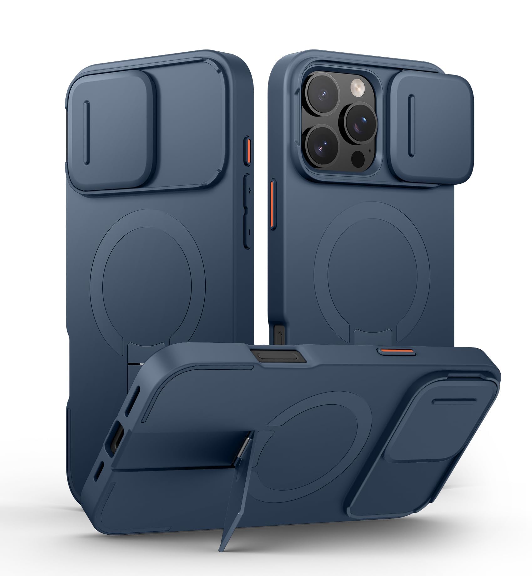 Photo 1 of SURITCH for iPhone 16 Pro Max Case with Magnetic Camera Slide Cover and Adjustable Kickstand, Compatible with MagSafe, Shockproof Bumper Case Slim Protective Cover 6.9 Inch, Blue