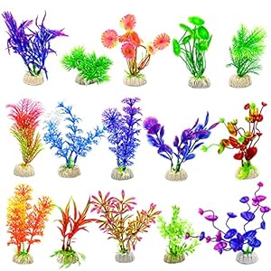 MUSEDAY 15 pezzi piante acquario artificiale Deco pesce acquario artificiale colorato piante d’acquario plastica decorazione acquario decorazione acquario realistica per acquario pianta acquatica
