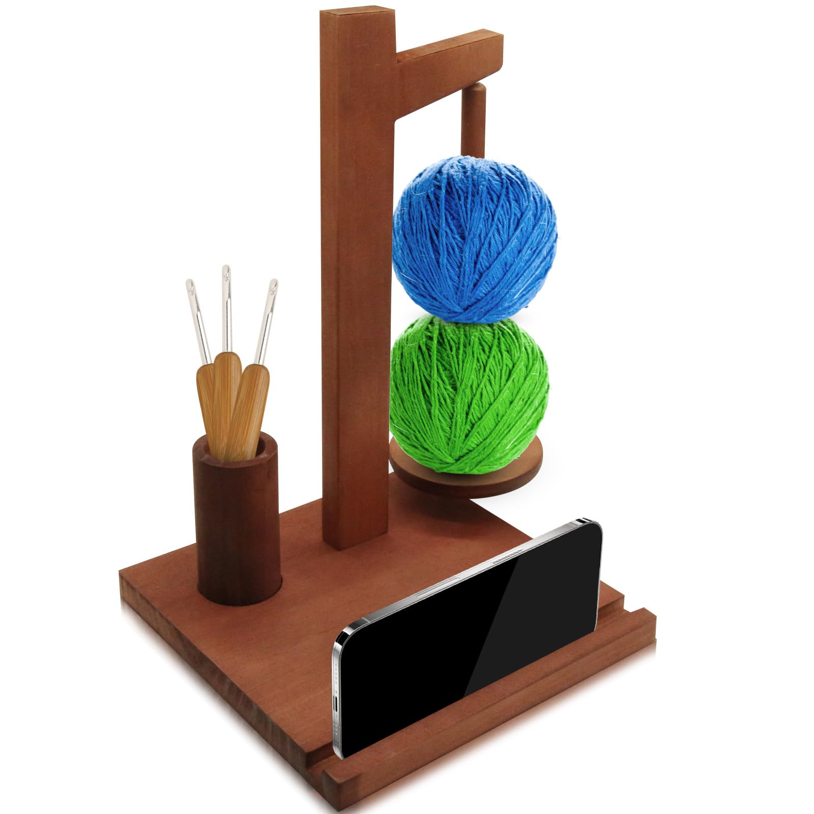 Callstick Support Rotatif Fil Laine - Enrouleur Pelotes Tricot Crochet Bois