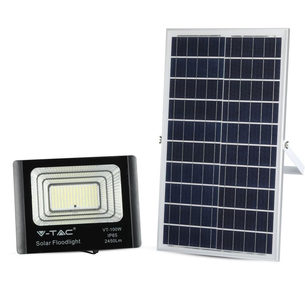 Faro LED 100W con Pannello Solare e Telecomando 4000K