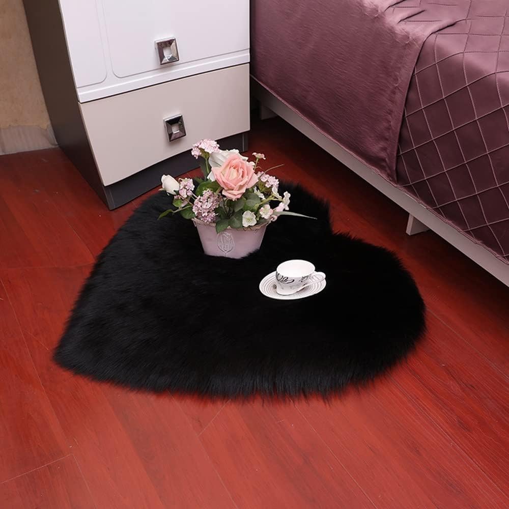 Fluffy Carpet Decor Style Fluffy Carpet Living Room Carpet Furniture Kitchen (Color : Black, Size : 40cmx50cm)