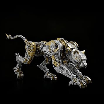 Mechanical Panther Model Kit for Adults 3D Metal Puzzles, 506PCS Articulated Steampunk Leopard Sculpture with Exposed Gears, Premium Stainless Steel & Alloy Construction