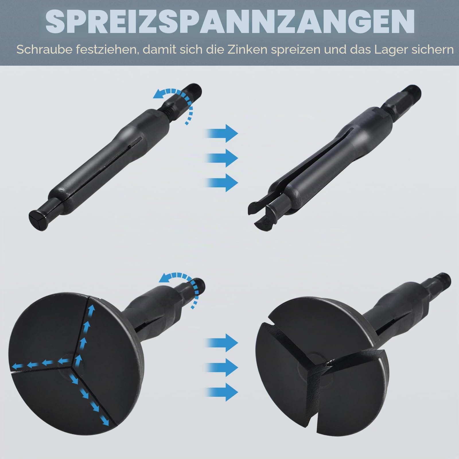 BOOMSTART 16tlg Innenlager Abzieher Innenabzieher Set, 5-58mm Lager Innenabzieher Set, Kugellager Lagerabzieher Innen mit Gleithammer, Grundloch Innenabzieher Innenauszieher für Motorrad Auto (Blau)