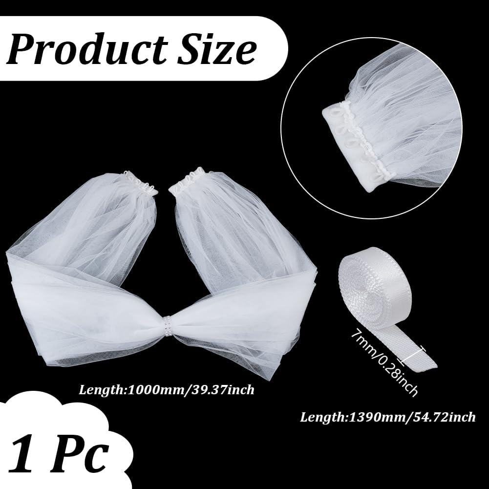 AHANDMAKER Tulle Bridal Shawl, Detachable Lace Up Cape Shawl, Shoulder Wrap for Wedding, Opera, Banquets and Party Costume - Image 2