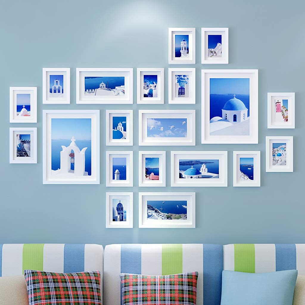 Cadres photo en bois : lot de 20 cadres de grand mur multicolore