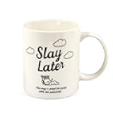 Zenply Slay Later Ceramic Coffee Mug - Procrastinator Gift for Moms,Friends & Teachers - Trendy 11oz for Birthdays, Holidays & Daily Use - Novelty Cup for Women, Teens & Coffee Lovers