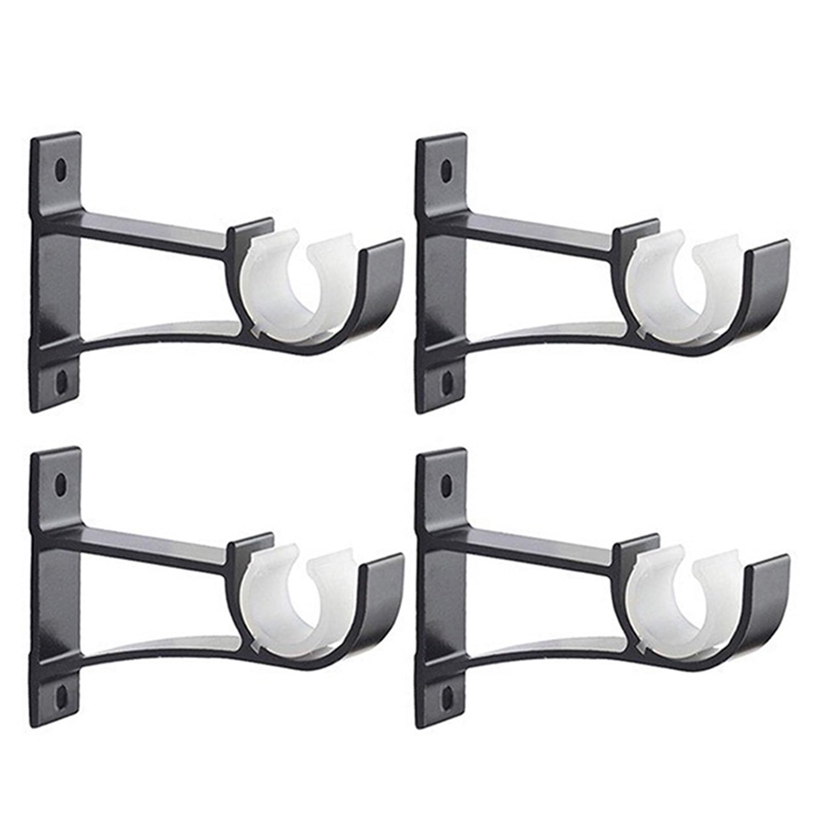 Gbrcen Curtain Rod Brackets 4Pcs Aluminum Alloy Double Curtain Rod Brackets, Window Wall Holder(A2)