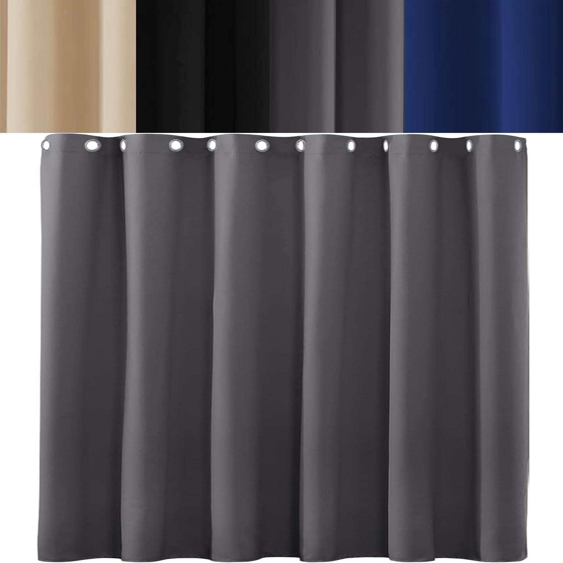 Tenda Oscurante per Finestre, 120 x 140 cm Tenda Oscurante Camera da Letto Tende Termiche con Anelli Decorazione e Divisorio Stanze, Grigio Scuro