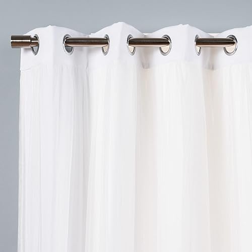 Miniatura 2 de Best Home Fashion - Juego de 2paneles de ventana con ojales de níquel de acero inoxidable, aislamiento térmico y tul de encaje para habitación, 52 x