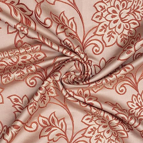 Image of Wakefit Curtains 5 feet Long Set of 2, Window Curtains, Window Curtains 5 feet, Jacquard Curtains, Polyester Curtains, Decoration Items for Home Decor (Squash - Floral Orange)