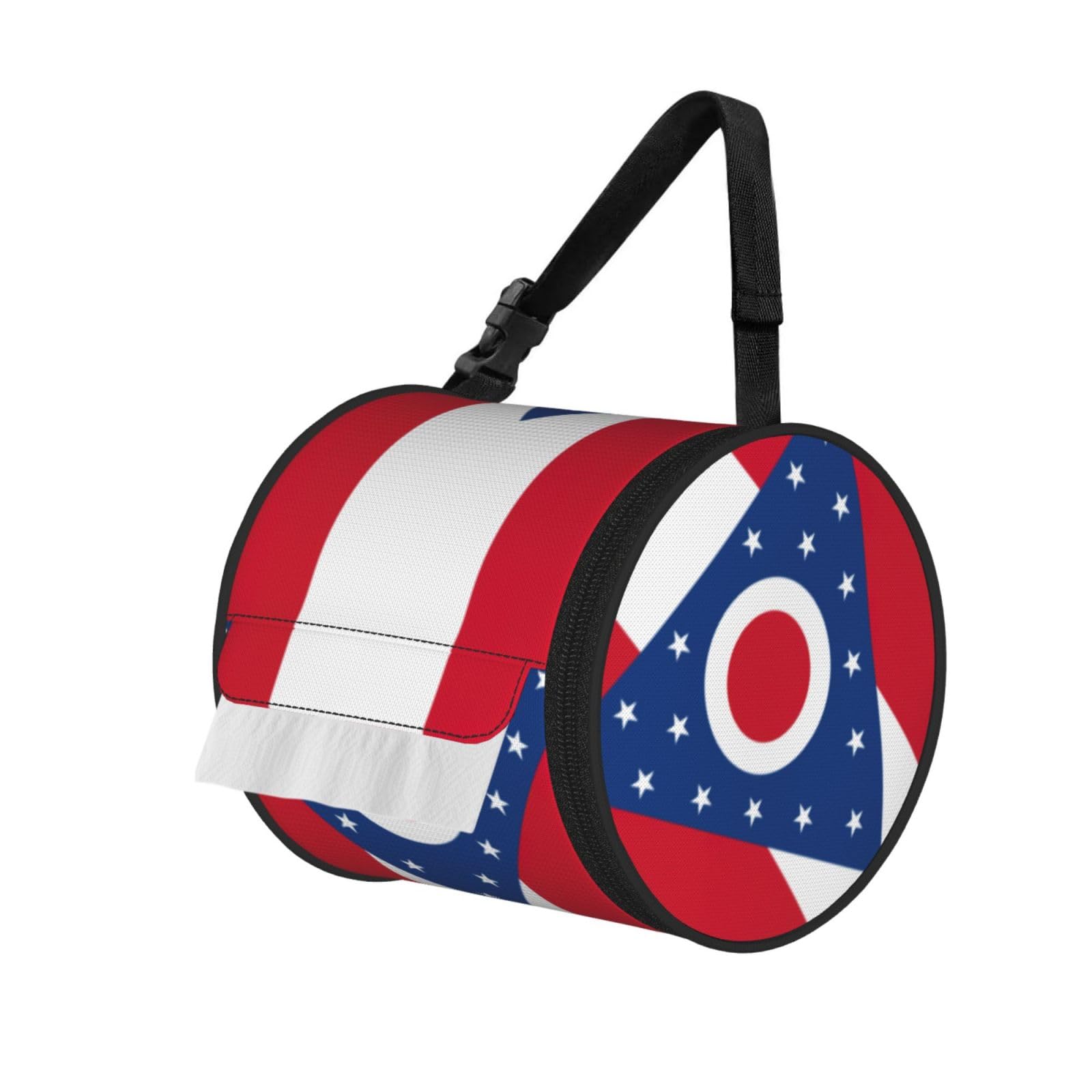 Ohio State Flag Print Fashion Tissues Organizer Box, Hanging Tissue Holder For Purse Coins For Car Office Daily Outing