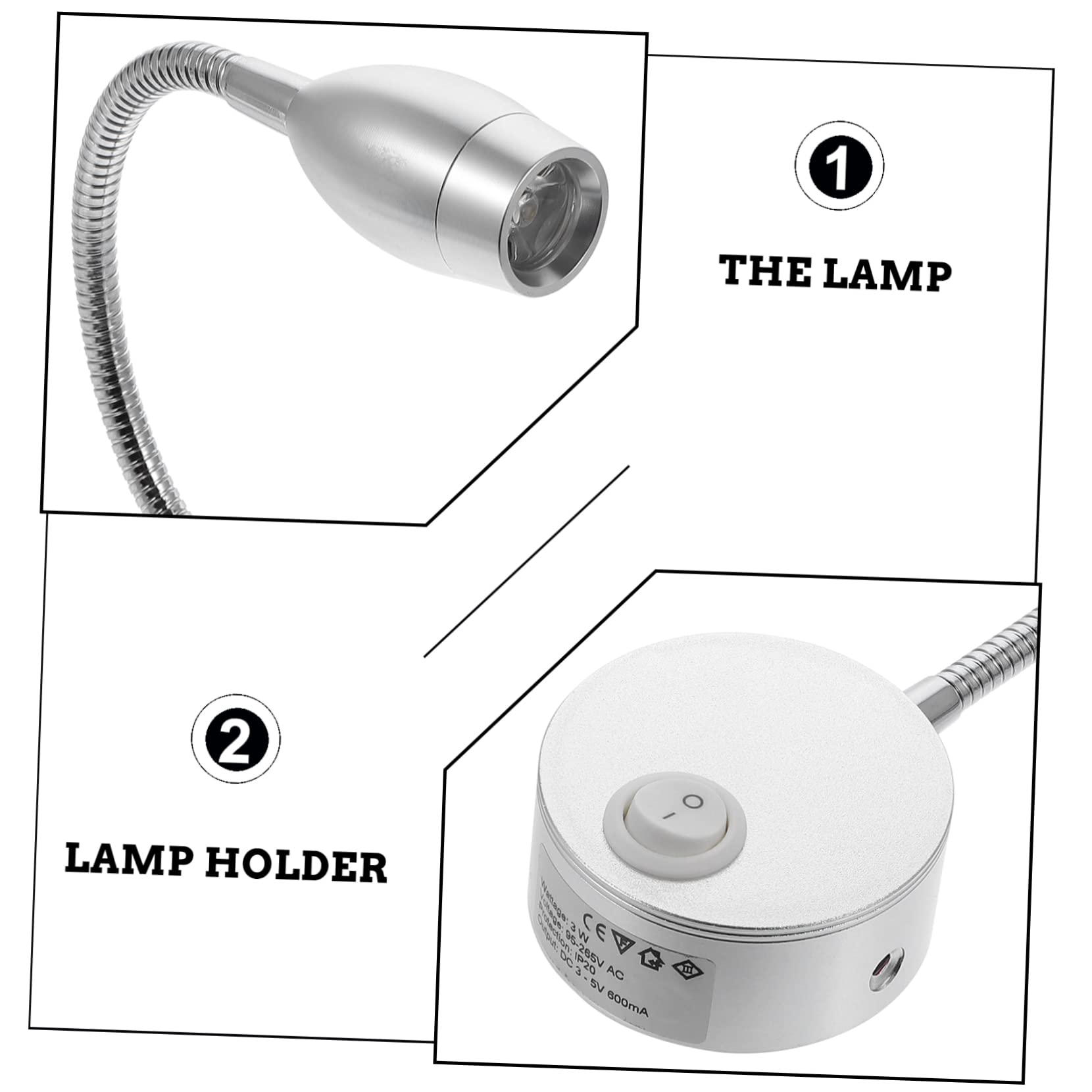 TEHAUX Spotlight Lamp for Bedroom Flexible Hose Night Light Bedside Reading Light Hotel