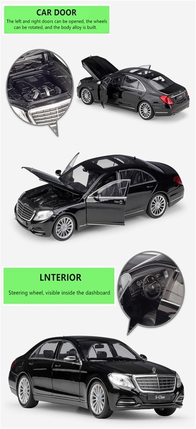 for:Mercedes-Benz S-Class Sports Car Simulation R Model 1:24 Handicraft Decoration Gift(B)