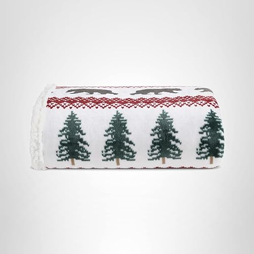 Vista 204 de Eddie Bauer Manta reversible de vellón sherpa, ropa de cama y decoración del hogar, para todas las estaciones, (Bunkhouse Plaid Beige), beige