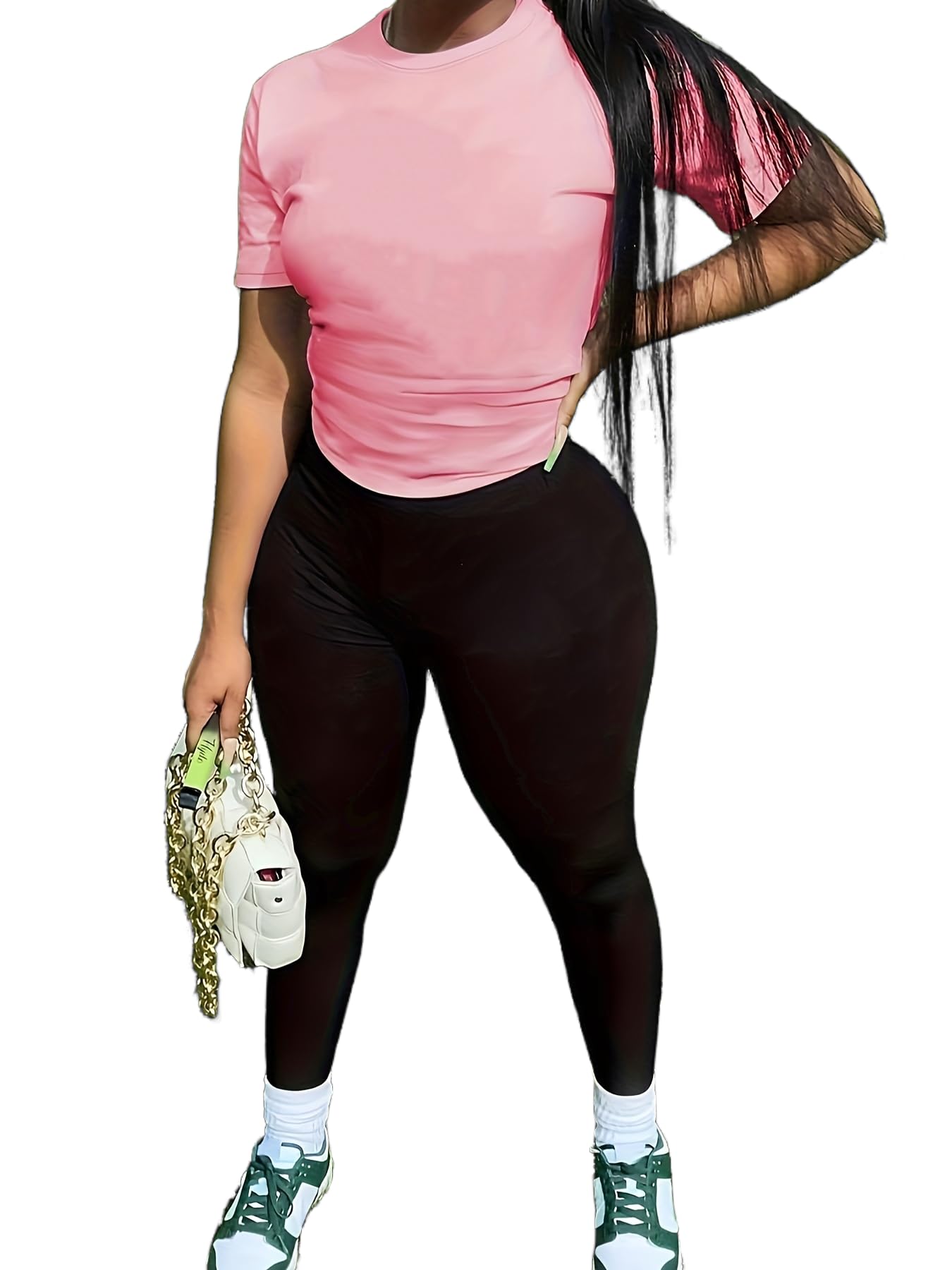 TOPONSKY Women Two Piece Workout Outfits Sports Long-Pants & Short-Top Sets