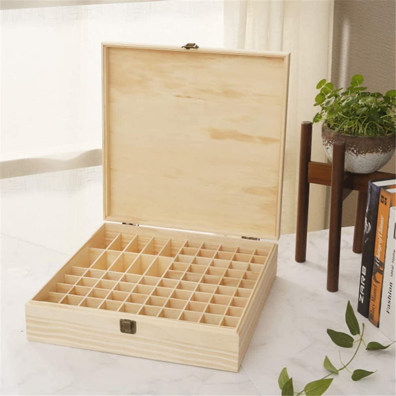 Caja de madera para aceites esenciales con 85 compartimentos - organizador ideal para aceites esenciales y fragancias