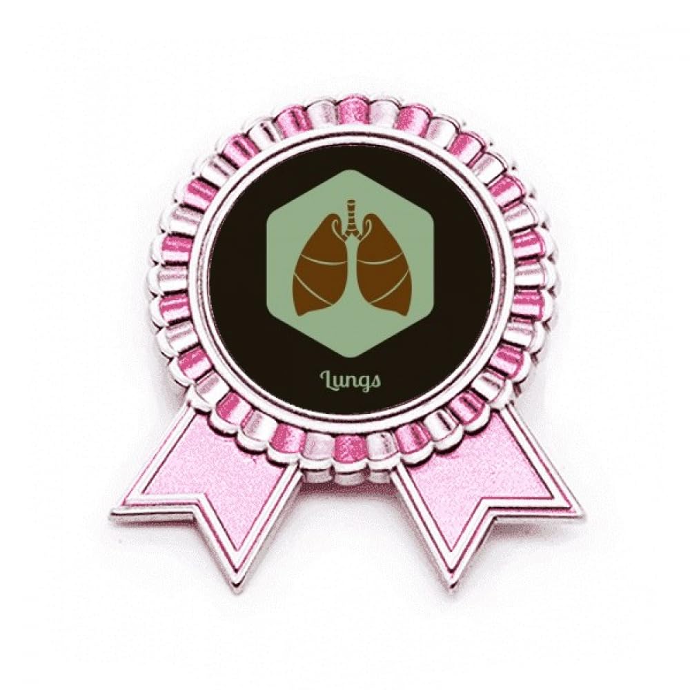 Broche art déco en forme de poumon rose, médaille de récompense en métal, taille M - 4