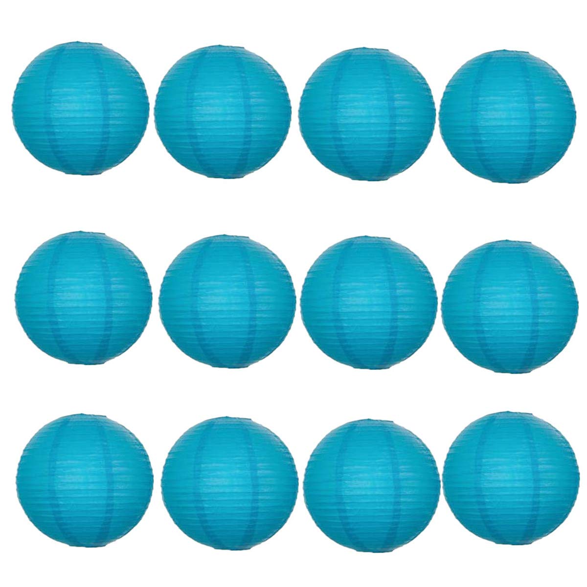 A Liittle Tree 12 PCs Round Paper Lanterns Lamp Shade Wedding Party Christmas New Year (Blue, 14")